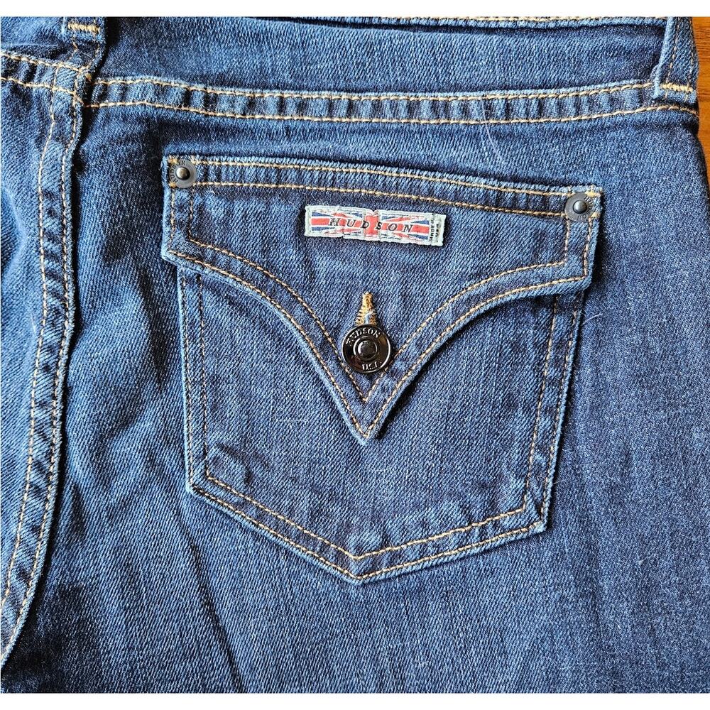 Hudson Jeans Womens Ferris Flare Low Rise Dark Rinse Size 28 Y2K USA Flap Pocket - Picture 7 of 10
